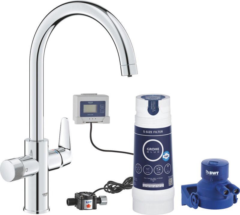 Blue Pure BauCurve C-Auslauf Starter Kit, S-Filter, chrom 30581 - Grohe