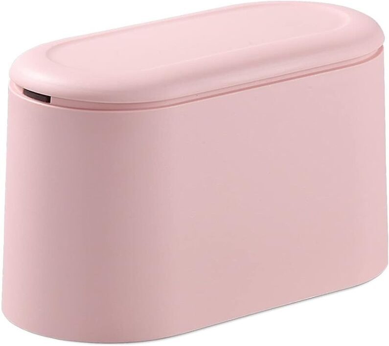 Tisch-Mülleimer mit einziehbarem Deckel – 4 l Mini-Tisch-Mülleimer und kleiner Mülleimer (Pink) – Tisch-Mülleimer mit De...