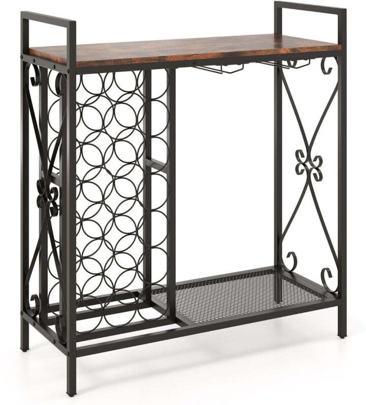 Weinregal fur 21 flaschen mit glashalter und tischplatte