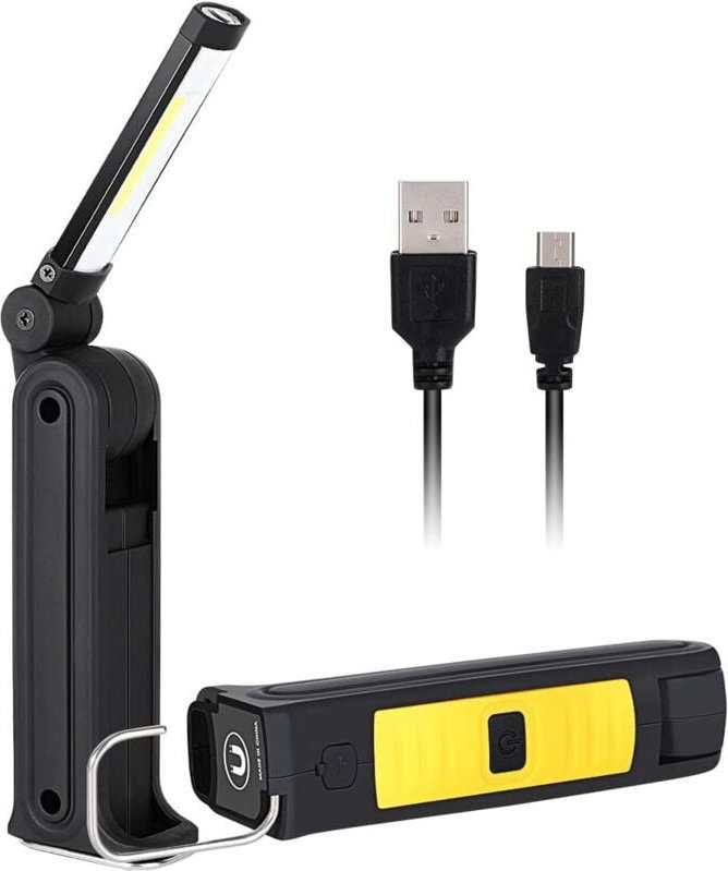 Qiedie - LED-Arbeitsleuchte, Taschenlampe, COB-Camping-Laterne, USB-Inspektionslampe mit Magnetfuß und 5 Modi, superhell...