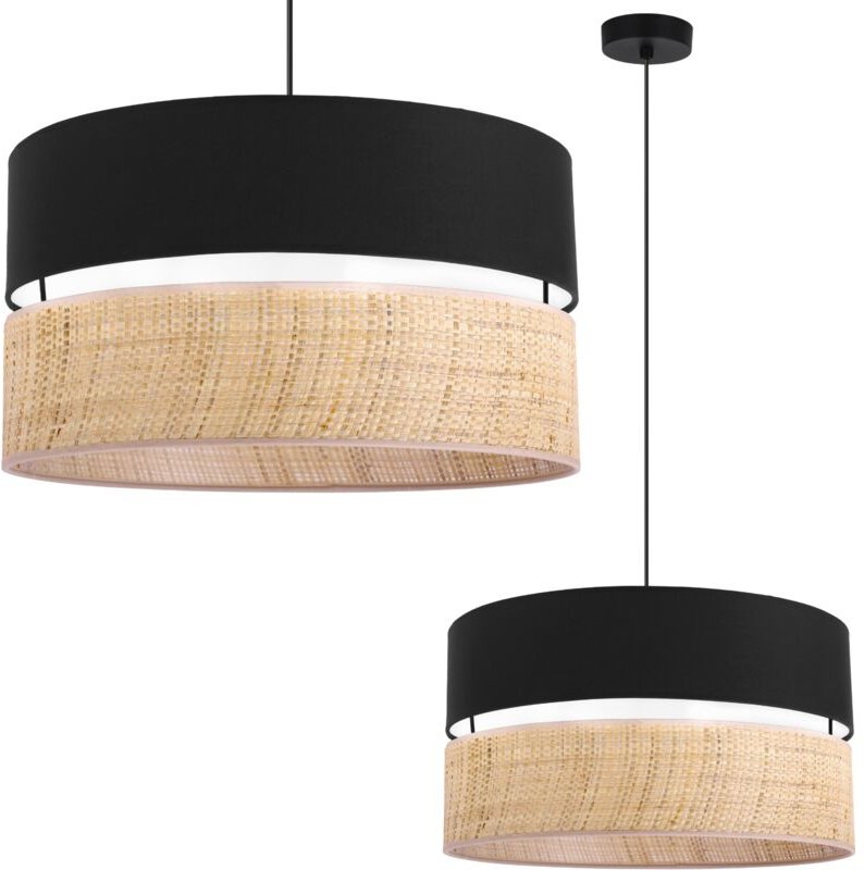 Rattan Duo Schwarz Hängelampe, Rattan Schwarz Lampenschirm