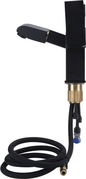 Küchen- und Badarmatur, Auszieharmatur-Set G/2 mit LED-Temperaturanzeige für Küche und Bad, schwarz