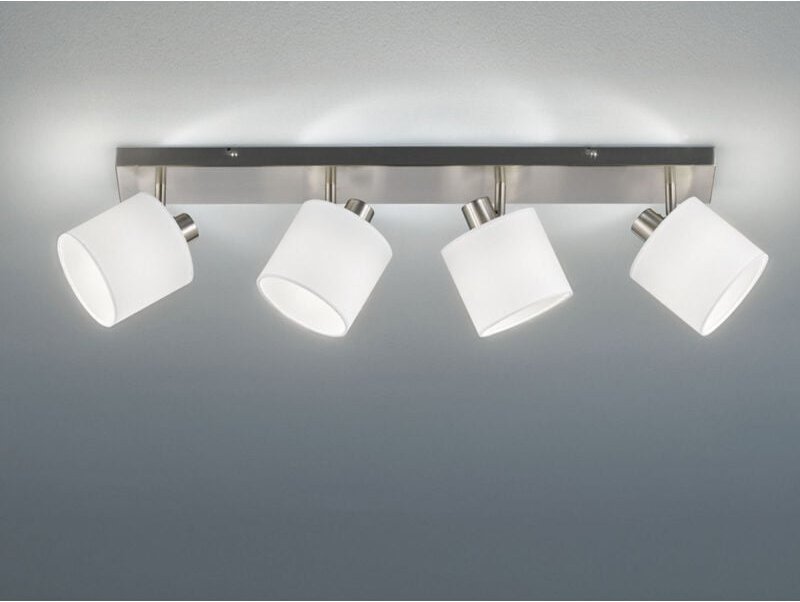 Reality Leuchten - Deckenstrahler tommy 4-flammig Silber, Stoffschirme Weiß, Breite 70cm