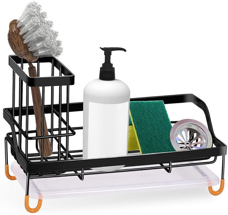 Spülbecken-Organizer, Aufbewahrung für Küchenspüle, Schwamm- und Bürstenhalter, Organizer für freistehende Spüle aus Ede...