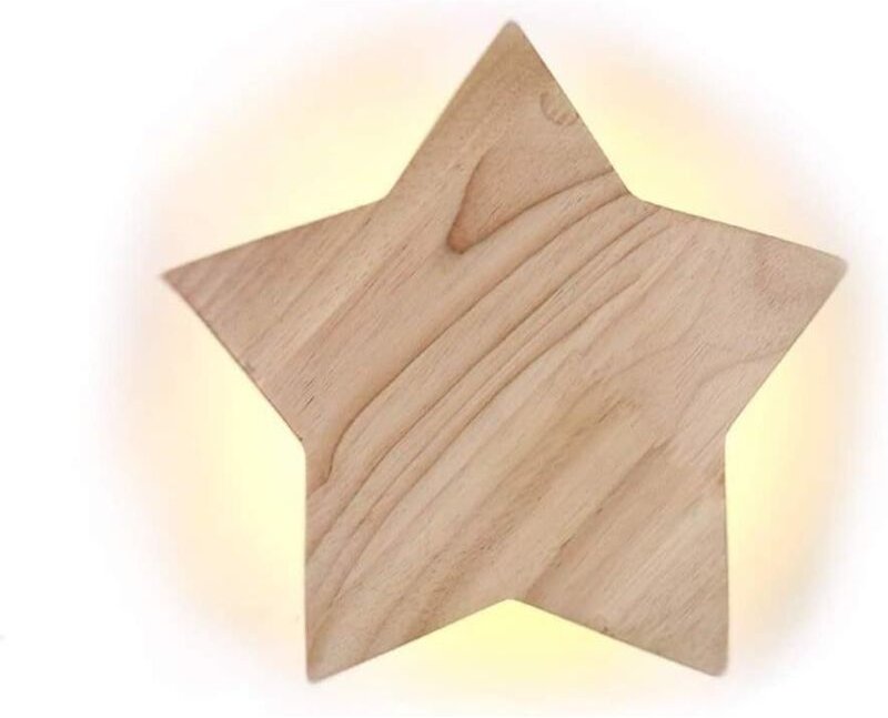 Wandleuchte Moderne LED Kreative Wandlampe aus Holz Wandbeleuchtung Stern Nachtlicht für Kinderzimmer Flur Wohnzimmer Ø2...