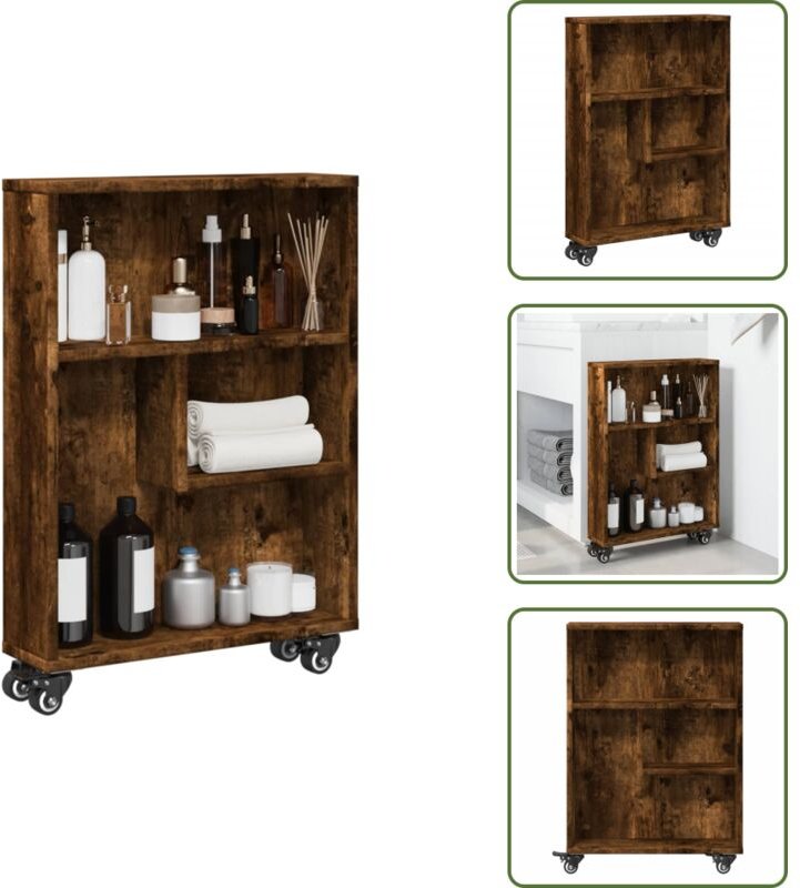 Vidaxl - Aufbewahrungswagen Schmal Räuchereiche 48x13x68cm Holzwerkstoff - Aufbewahrungswagen - Aufbewahrungswagen Schma...