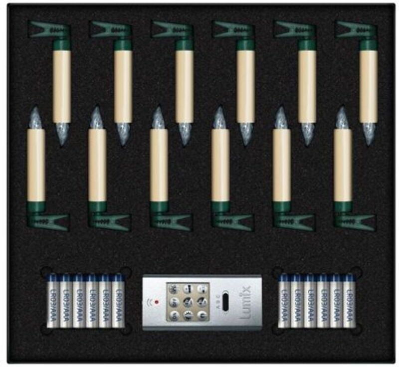 Krinner Lumix Superlight Mini 12 LED Weihnachtskerzen elfenbein Basisset Außen