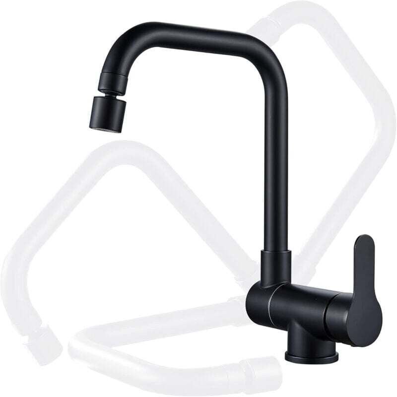 Küchenarmatur mit 360° drehbarem Sichtfenster, 2 Strahlarten, Einhebel-Klapparmatur (Schwarz)