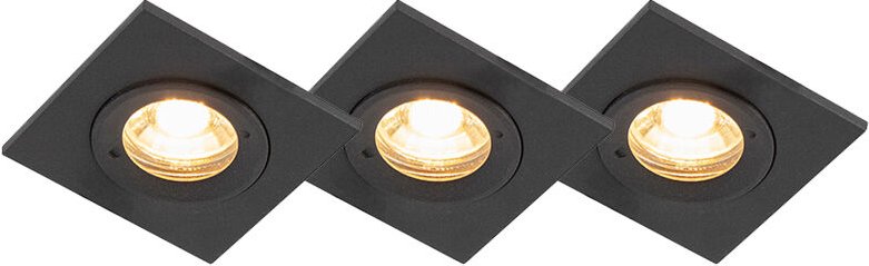 Set mit 3 Bad-Downlights schwarz IP44 - Xena Square