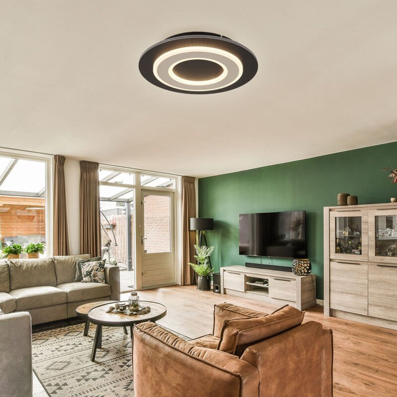 Deckenlampe Deckenleuchte Schlafzimmerlampe Esszimmerleuchte champagnerfarben dunkelbraun, Metall mdf, led 24W 710lm 300...