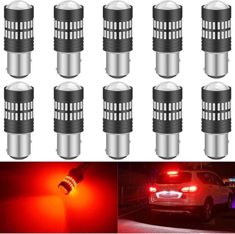 10 x 1200 Lumen Superhelle 1157 BAY15D 2057 2357 7528 LED-Lampen 4014 Chipsets 48-EX mit Projektor für Rücklichter, Brem...