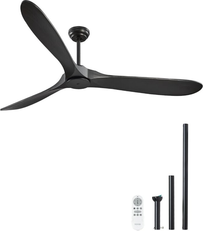 VEVOR 72 Zoll Deckenventilator ohne Licht, 6-Gang-Fernbedienung, 3 Holzflügel, umkehrbarer Gleichstrommotor, moderner, f...