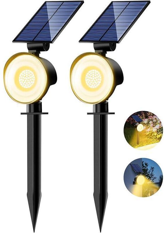 FOREHILL Solar-Gartenleuchten für den Außenbereich, 2er-Pack leistungsstarke 53-LED-Solar-Gartenleuchten/3 Modi, wasserd...