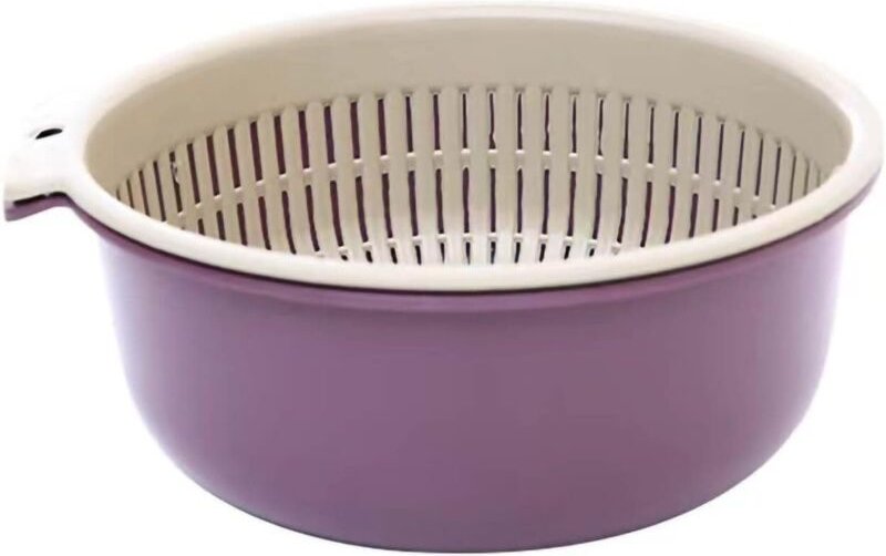 2-in-1 Küchen-Abtropfkorb-Set mit Obstwaschschale und Sieb, doppellagiger Abtropfkorb für Obst und Gemüse