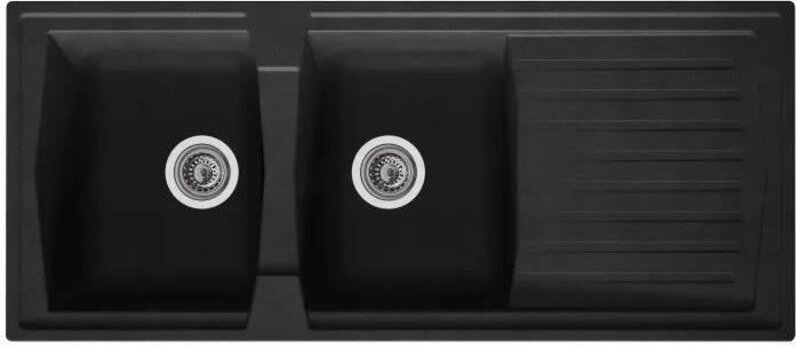 Stradour Arena Küchenspüle schwarz 116x50 cm 2 Becken