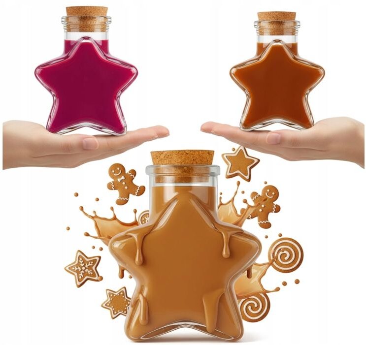 150-ml-Sternglasflasche mit Sternverschluss für Liköre – Weihnachtsgeschenk