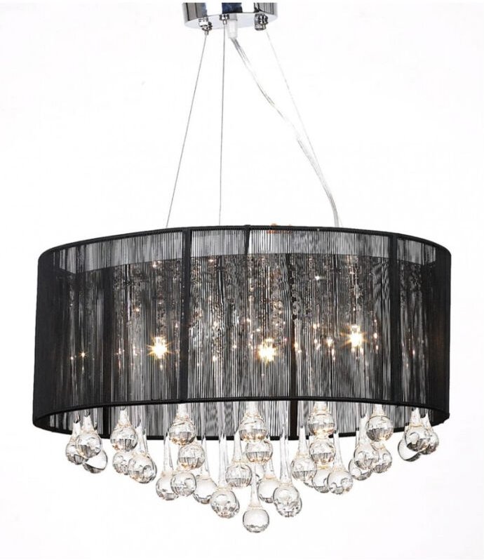 Kristall Kronleuchter mit 85 echten Glas Kristallen schwarz Vidaxl