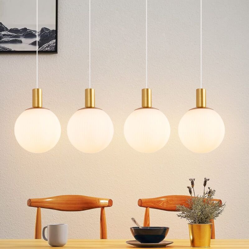 Gbly - Pendelleuchte Esstisch Hängeleuchte Glas - E27 Gold Hängelampe 4 Flammig Esstischlampe Hängend Höhenverstellbar P...