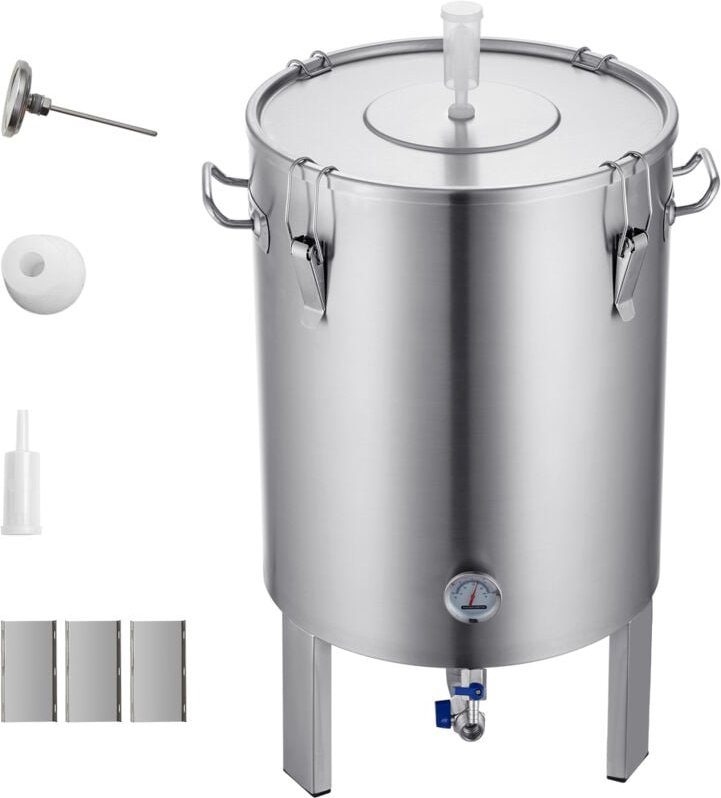 304 Edelstahlkessel, 16-Gallonen-Bierbrau-Gärbehälter, Heimbrauset mit Sockel, Deckel, Griff, Ventil, Zapfhahn, Thermome...