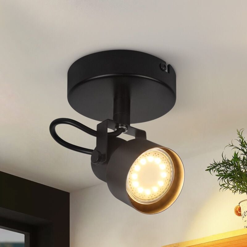 Thumbnail - Deckenstrahler 1 Flammig Deckenspot Schwarz - Vintage Schwenkbar Deckenleuchte GU10 350° Strahler Deckenlampe Spots Küch...