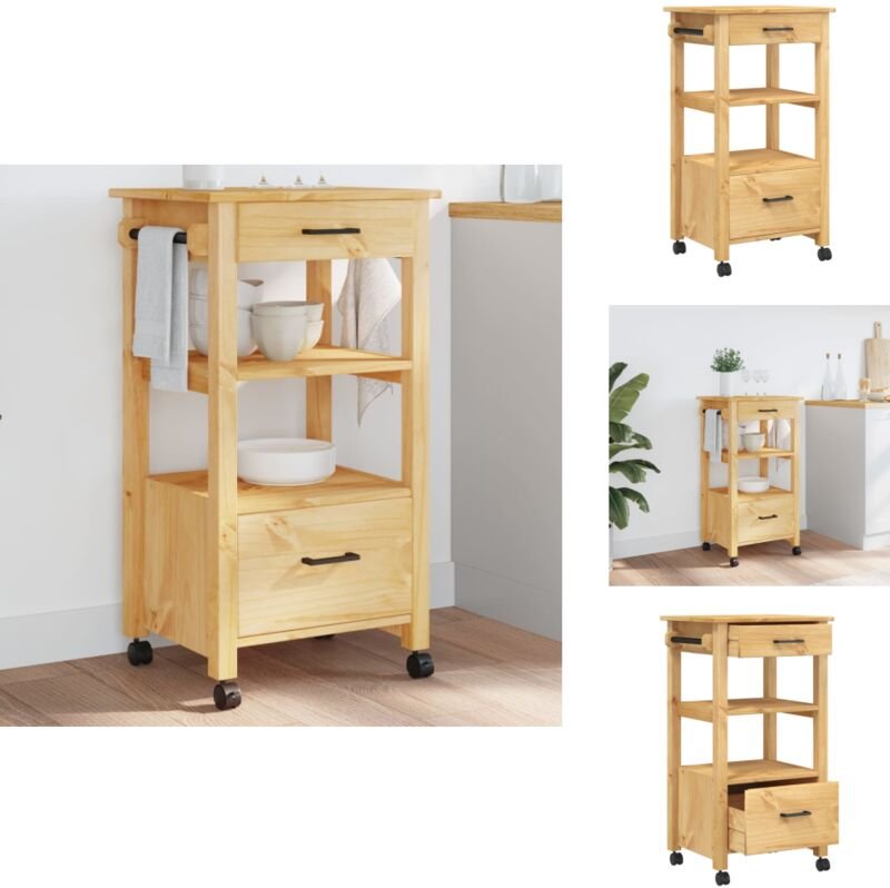 Küchenwagen MONZA 48x40x90 cm Massivholz Kiefer - Holz Küchenwagen - Küchenschrank - Vintage Möbel - Kücheninsel - Mobil...