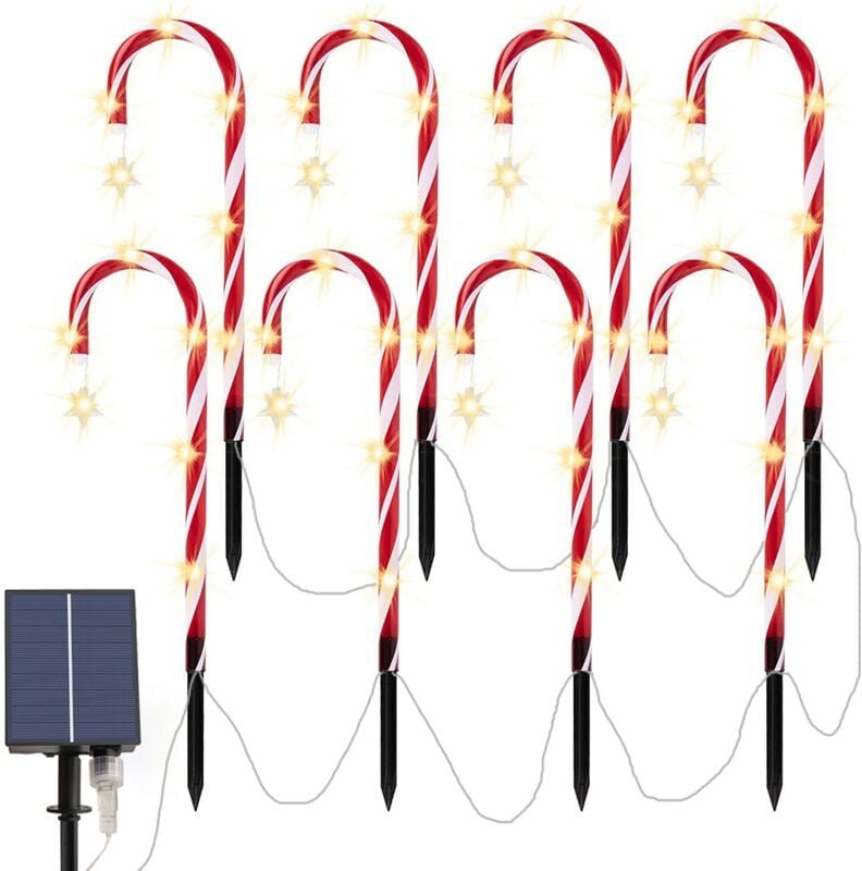 8 Stück Weihnachts-Zuckerstangenlichter für den Außenbereich, LED-Weihnachts-Zuckerstangenlichter, Solar-Gartenlichter, ...