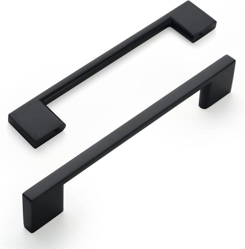 Set mit 2 schwarzen Küchengriffen aus Zinklegierung, 128 mm, inklusive Schrauben für Schubladen, Schränke und Regale