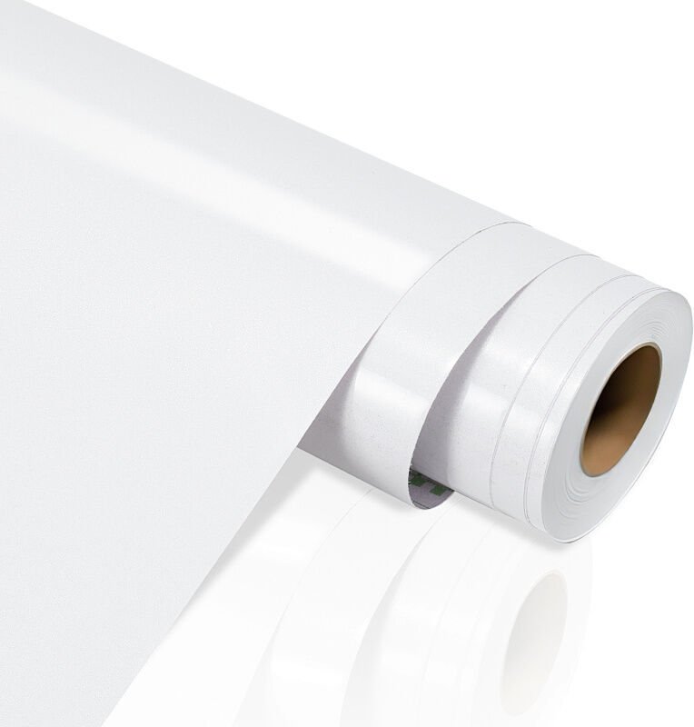 Wolketon Selbstklebende PVC Tapetenfolie 2er Set, weiße Möbelfolie Küche