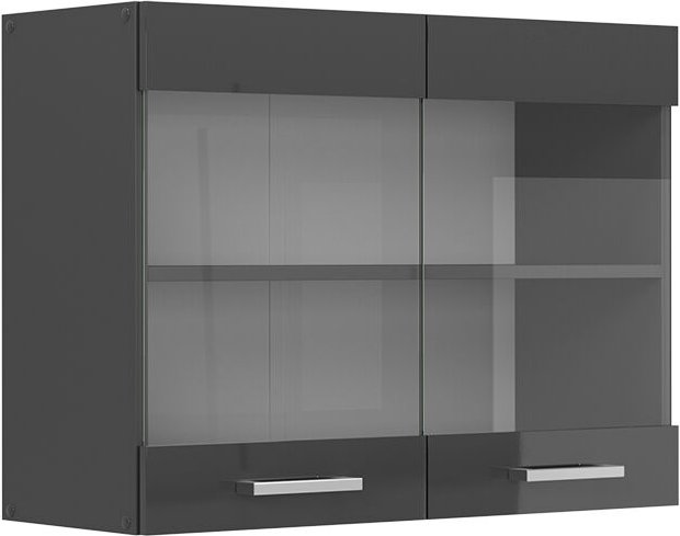 Vicco - Küchenglashängeschrank R-Line, Anthrazit Hochglanz, 80 cm