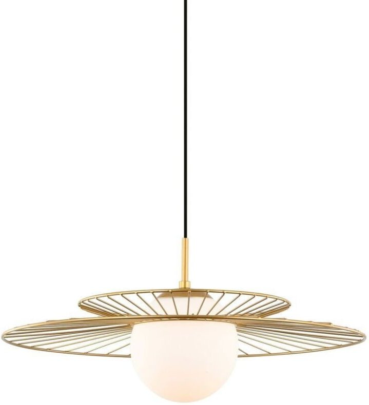 Sarah - Moderner hängender Anhänger goldenes 1 Licht mit Gold, weißer Schatten, E27 - Italux