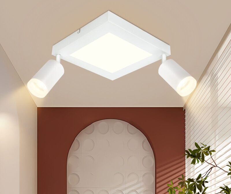 Led Deckenlampe 2 Flammig Deckenspot GU10 - Schlafzimmerlampe 3000k Weiß Küchenlampe 20W Deckenstrahler Schwenkbar für W...
