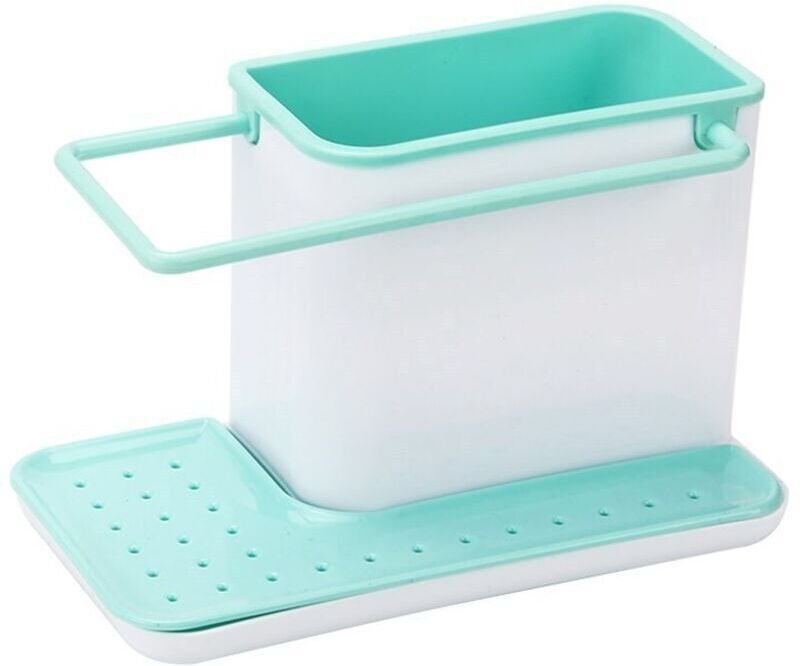 Spülbecken-Organizer/Aufbewahrungseinheit mit integrierter Abtropffläche, Halterung für Schwamm, Bürste, Spülmittel und ...