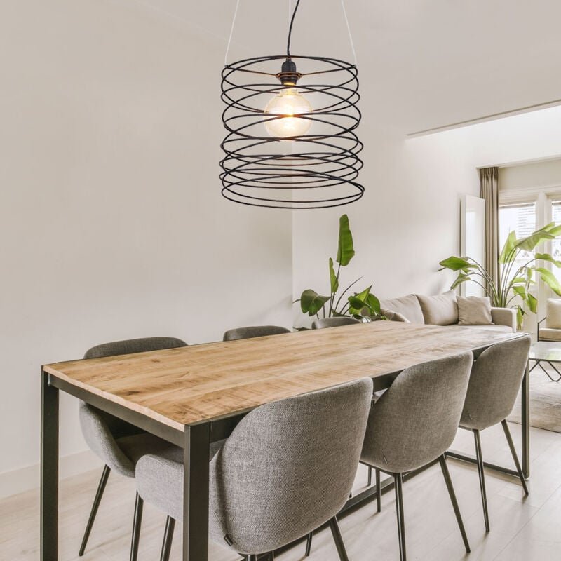 Hängelampe Hängeleuchte Pendelleuchte Esszimmerlampe Esstischlampe, Metall spiralförmig schwarz, 1x E27 Fassung, DxH 35x...