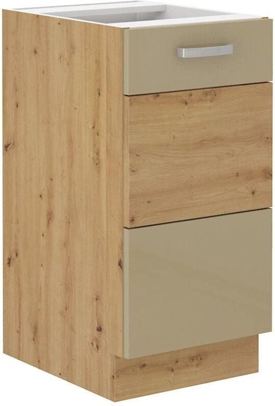 Küchen Preisbombe - Unterschrank 40 Eiche Artisan Cappuccino Hochglanz Küchenzeile Küchenblock Küche