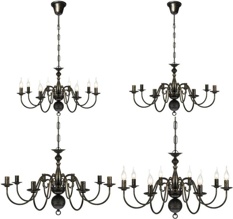 Metall-Kronleuchter Schwarz Antik 8 x E14 Glühbirnen - Deckenleuchte - Kronleuchter - Home & Living - Schwarz