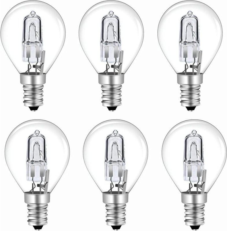 6er-Pack G45-Halogenlampe E14 28 W, dimmbar, Warmweiß 2700 K, transparent, G45-Halogen-Globe-Glühbirne E14, AC 230 V, 37...