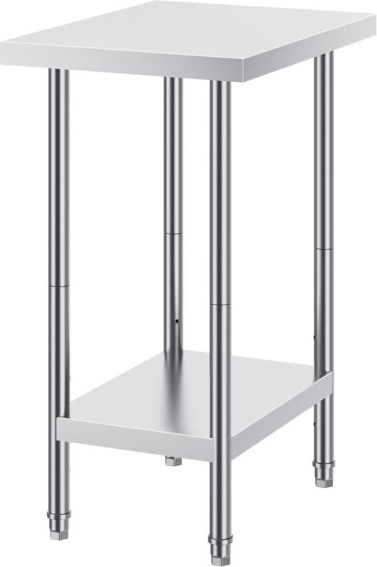 Mophorn - Zubereitungstisch aus Edelstahl, 61x45x86 cm, 290kg Tragkraft, robuster Metall-Arbeitstisch mit 3 einstellbare...