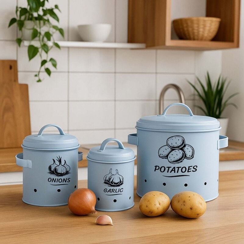 Aufbewahrungsboxen fur kartoffeln zwiebeln und knoblauch - 3er set