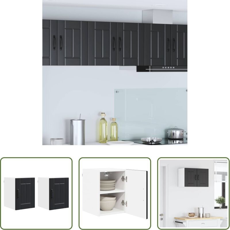 vidaXL Holz Küchenmöbel - Küchenschrank 2 pcs Schwarz 30 x 31 x 40 cm Holzwerkstoff