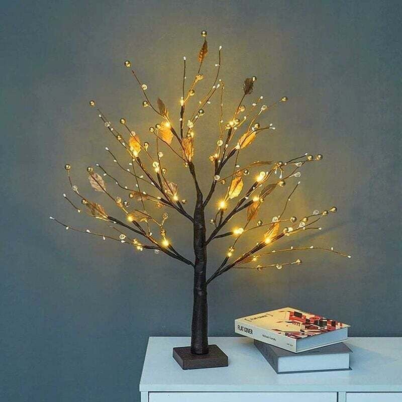60 cm große Bonsai-Baum-Lichterkette mit 24 warmweißen LED-Perlen, batteriebetrieben