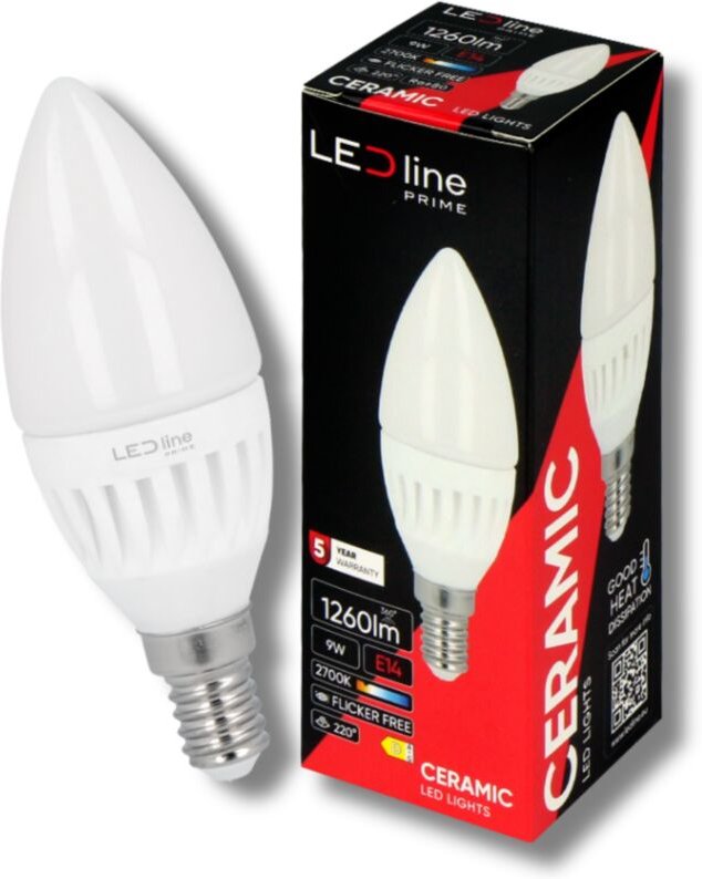 LED-Lampe E14 9W 2700K WARM 1260lm 170-250V C37 LED CANDLE Linie PRIME
