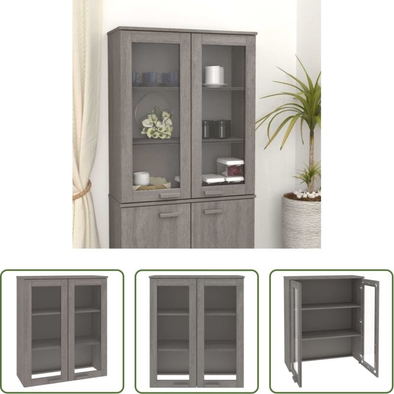 vidaXL Holzsideboard - Highboard-Oberteil HAMAR Hellgrau 85x35x100 cm Massivholz