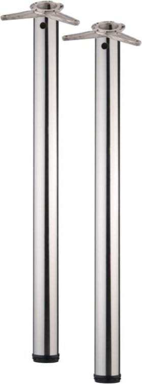 2er set Tischbein / Stützfuß - Edelstahloptik, ø 6 cm x 110 cm, höhenverstellbar