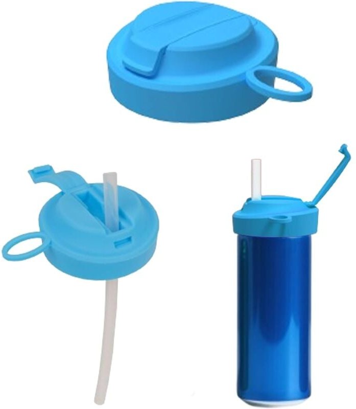 Getränkedosendeckel mit Strohhalm, wiederverwendbare BPA-freie Silikondeckel, auslaufsichere, tragbare Deckel für Coca-C...