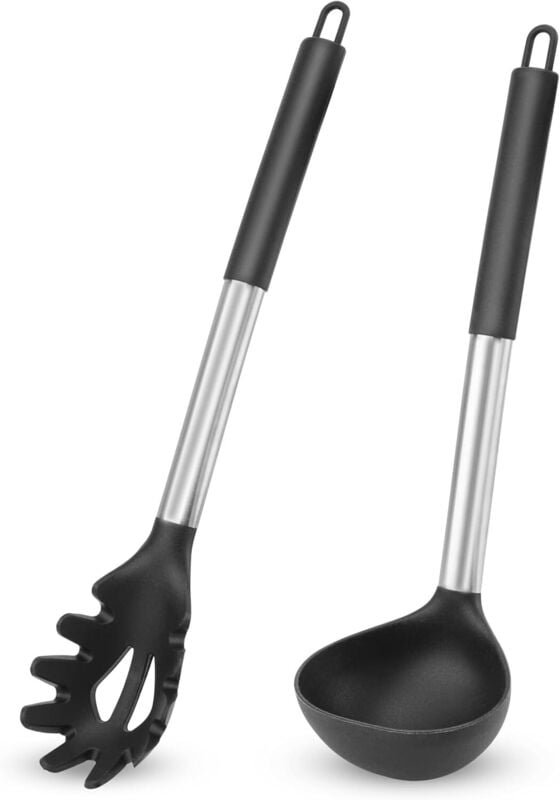 2er-Pack Silikonlöffel – hitzebeständige Spaghettilöffel – Pastalöffel für Küchenutensilien – zum Kochen, Umrühren, Serv...