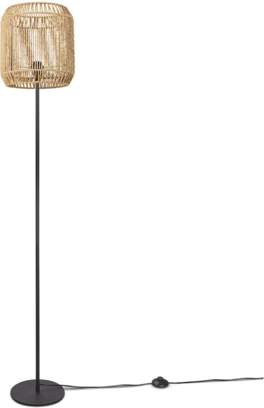 Paco Home Stehlampe Modern Wohnzimmer Schlafzimmer Rattan Optik Boho Korb Stehleuchte E27 Einbeinig Schwarz, Natur (Ø28 ...