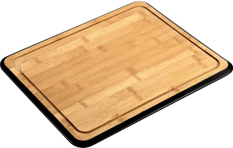 Schneidebrett aus Babus mit Griff, schwarzer Rand