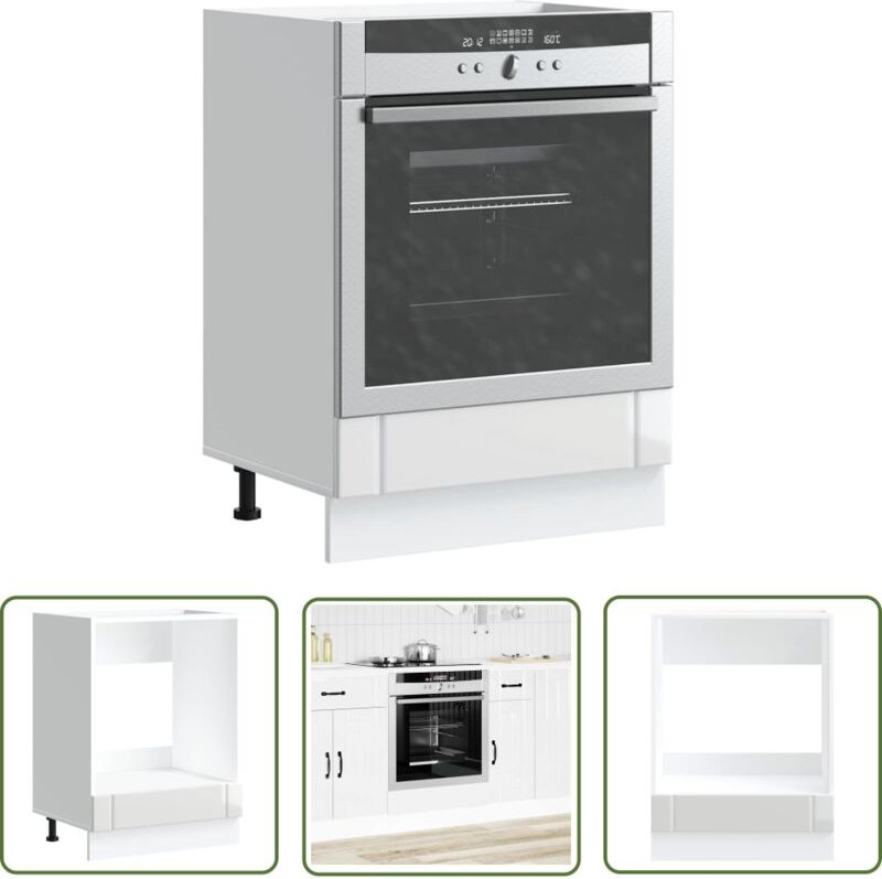 The Living Store - vidaXL Herdumbauschrank Lucca Hochglanz-Weiß Holzwerkstoff