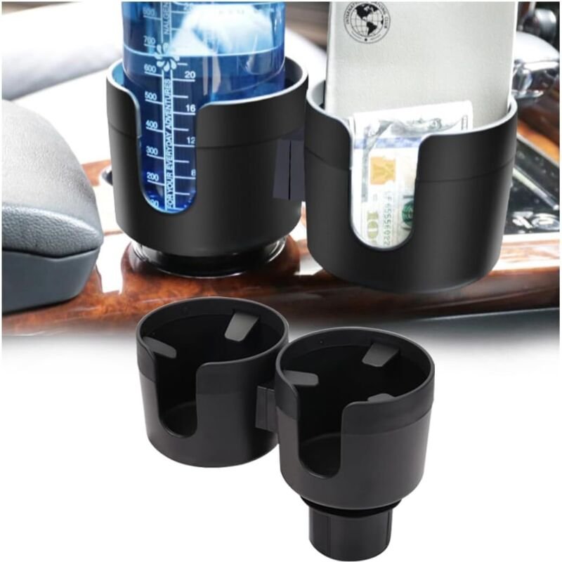 Thumbnail - Doppelloch-Auto-Getränkehalter mit ausziehbarer Basis, 2-in-1-Multifunktions-Auto-Flaschenhalter, universell verstellbar...