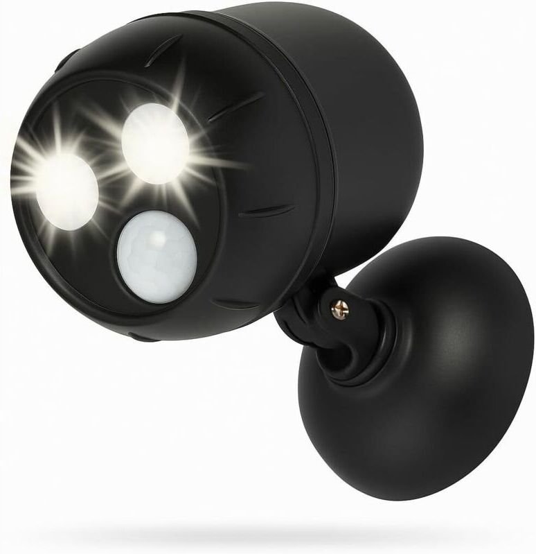 Bewegungsmelder-Außenleuchte, batteriebetriebene LED-Leuchte, kabelloser Fluter, LED-Außenstrahler, 1000 Lumen, 360° dre...